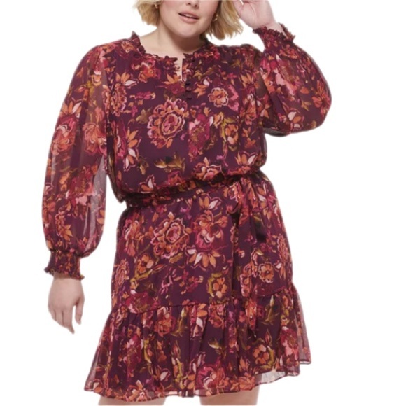 Vince Camuto Plus Size Floral-Print Fit & Flare Dress 24W NWT - Picture 2 of 10
